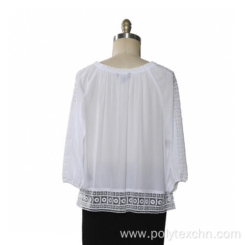 Ladies Blouse 3/4 sleeve Lace Trims